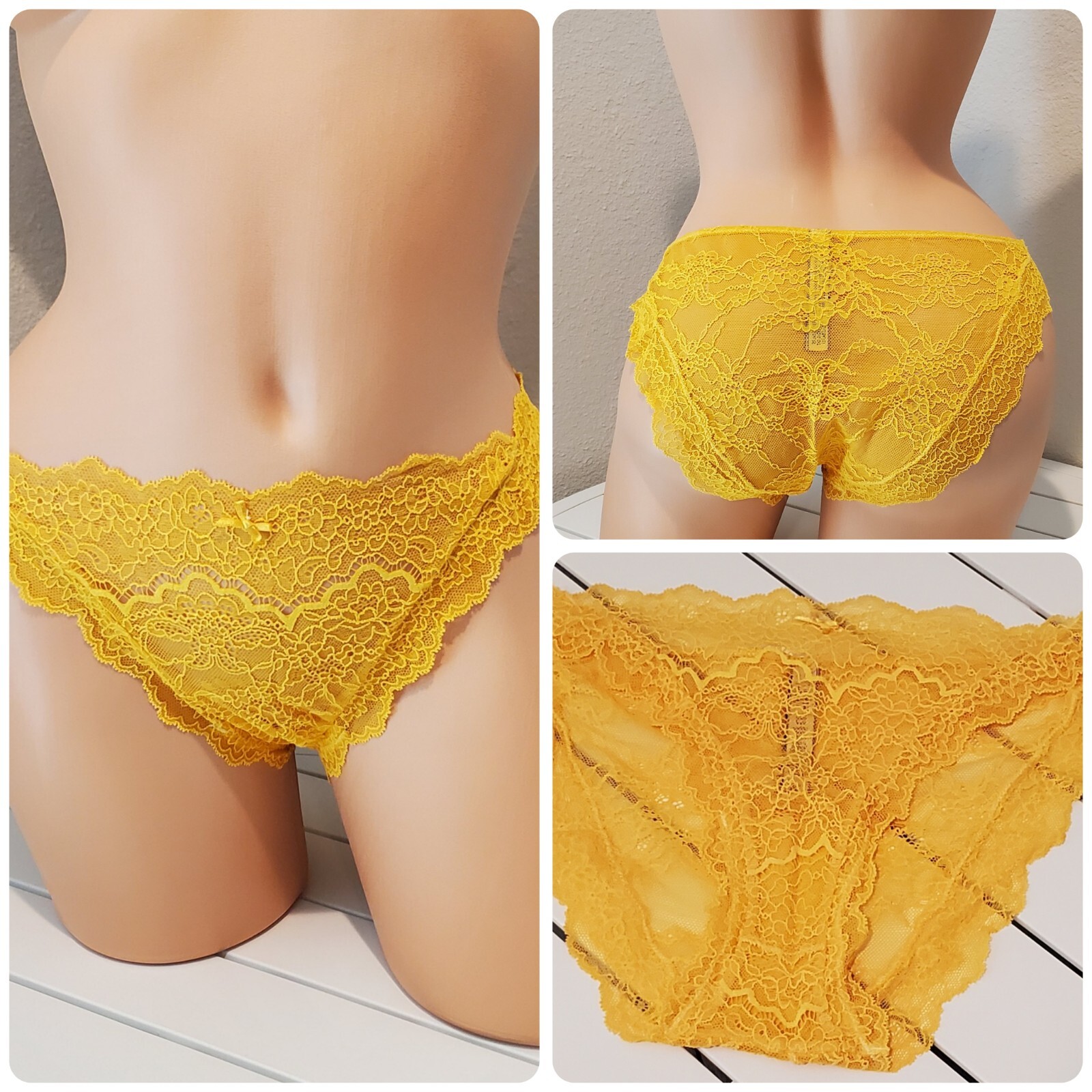 Victorias Secret Dream Angels Cheekini Panty Semi Sheer Tulip YELLOW 9/2XL