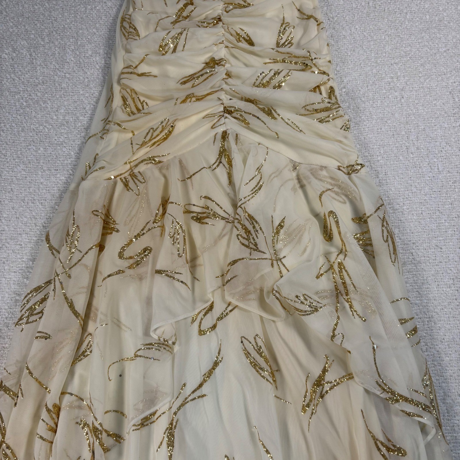vintage 90s fanny usa cream gold glitter dress mermaid dress gown champagne y2k