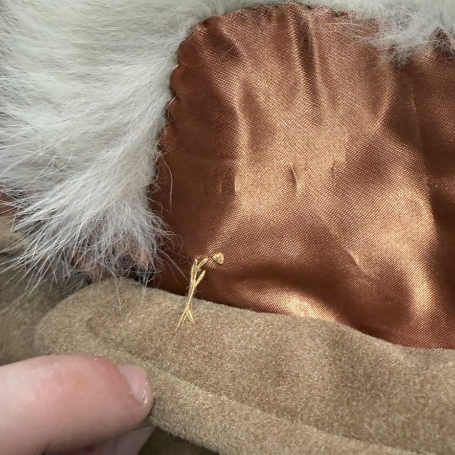 Vintage 60s lorendale by bromleigh union made Tan Longline Coat Faux Fur Collar