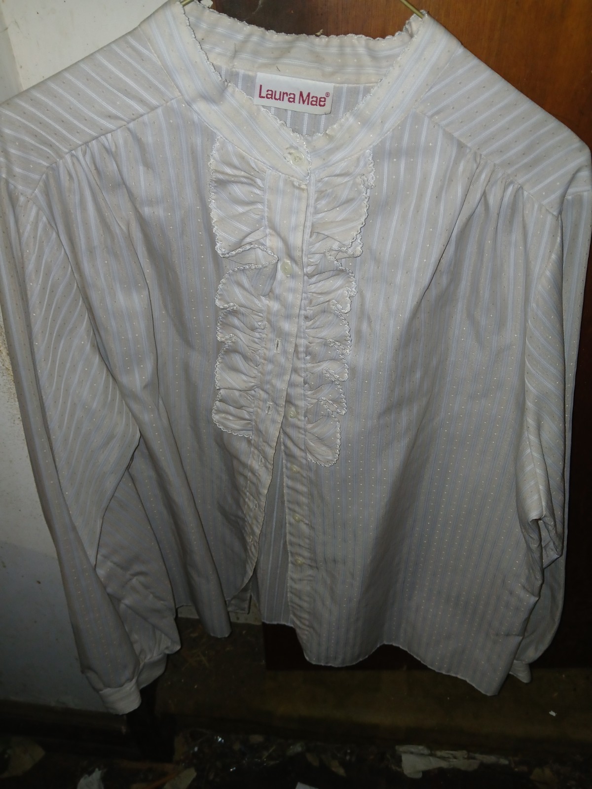 Vintage 80s Women’s Blouse With Ruffles Size Large, Polyester Blend
