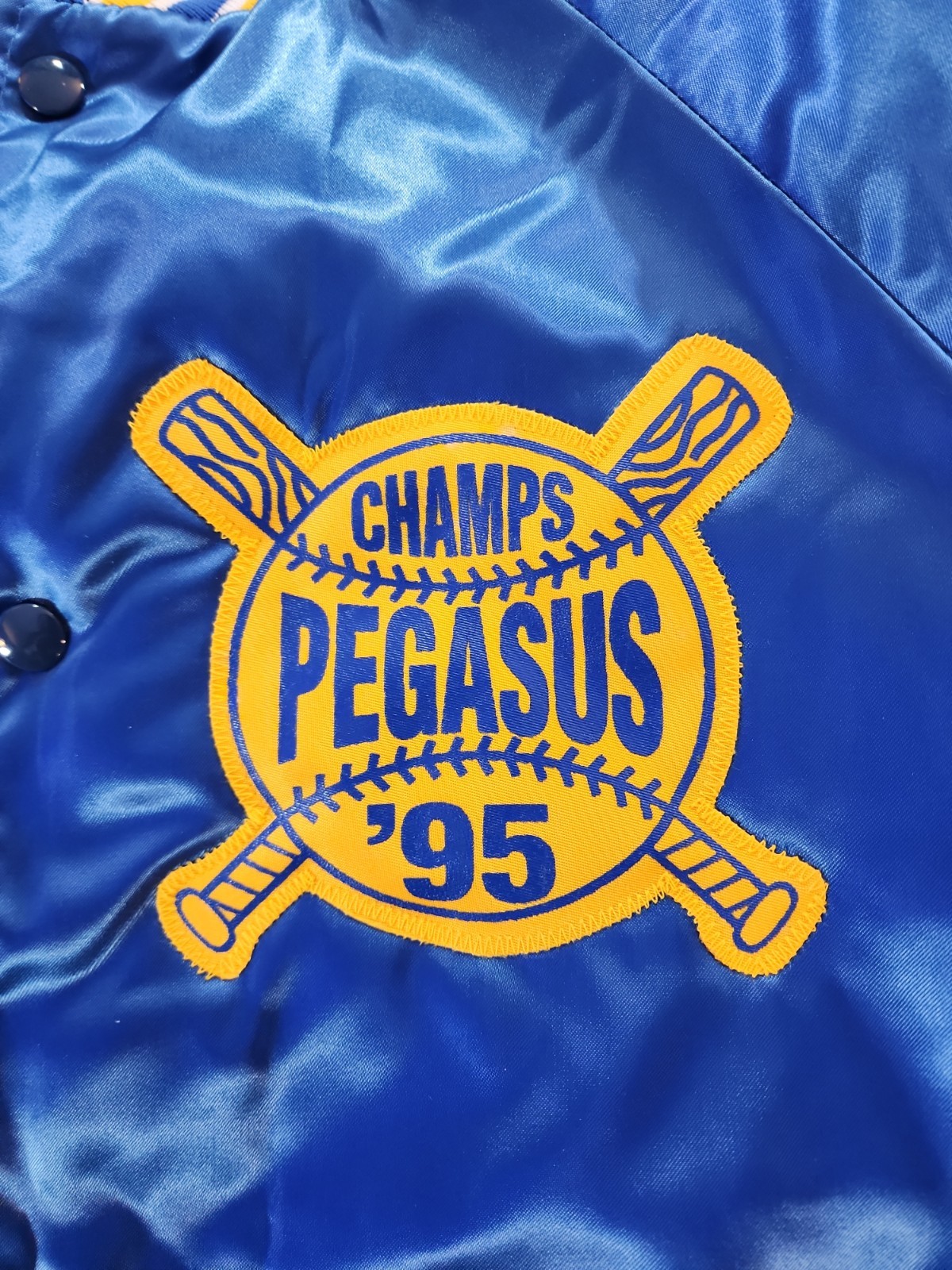 Vtg WestArk NY Womens Sports League Pegasus Champs 95 Satin Varsity Jacket M