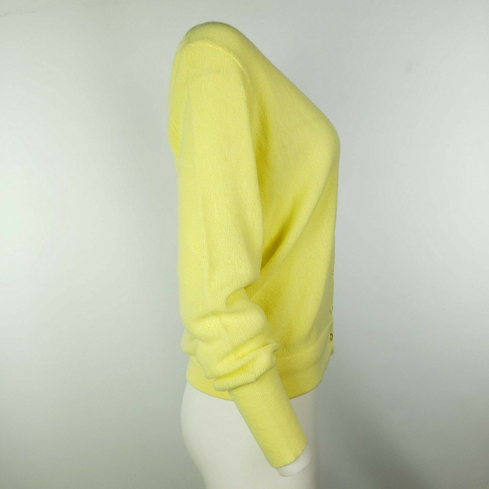 Vintage Lady Pickering Baltusrol Golf Yellow Cardigan Sweater Womens Large