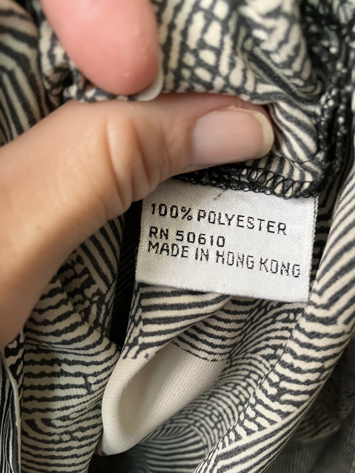 Vintage 80s Kasper Black & White Geometric Print Shift Dress Button Detail Large