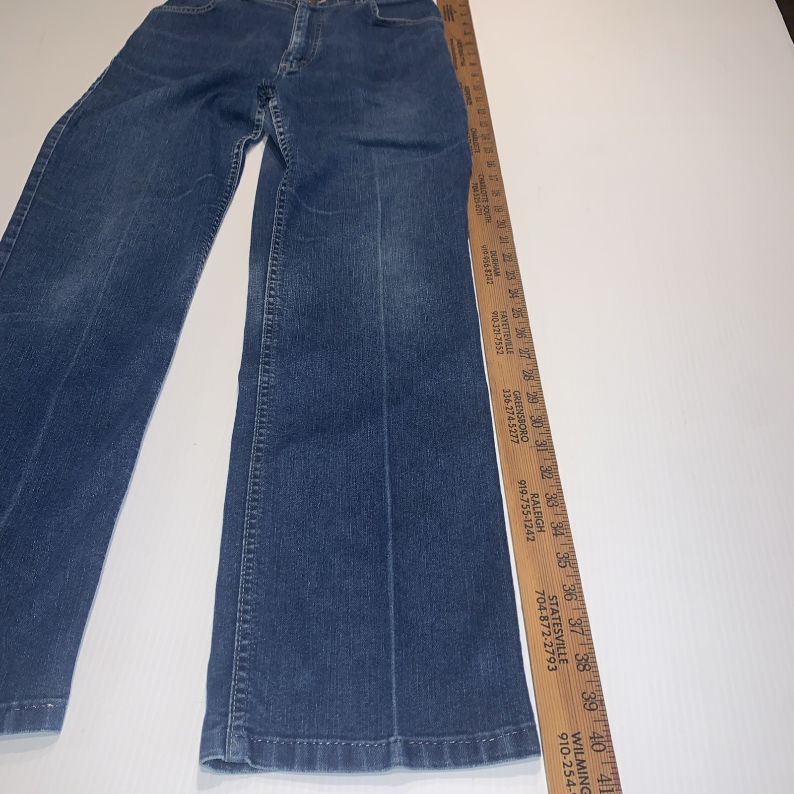 2-Vtg Juniors USA LEE Jeans Size 12 High Waist Straight Creased Leg Dark Blu Tag