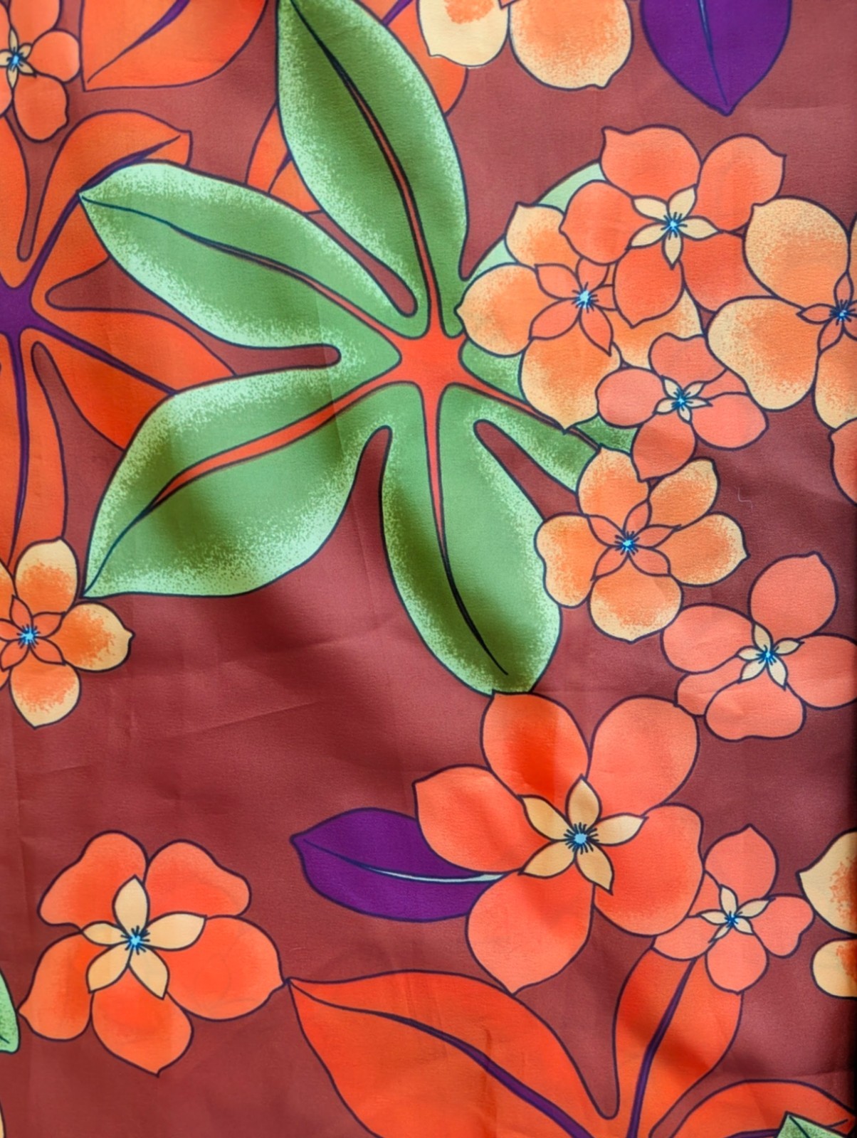 Vtg 1970s Pomare Tahiti Hawaiian Sarong Wrap Halter Dress Bright Orange L/XL