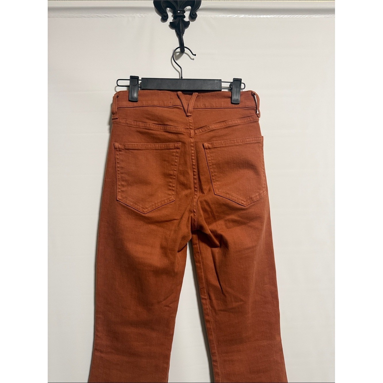 Veronica Beard Carson Ankle Flare High Rise Jeans Burnt Orange Rust Size 25