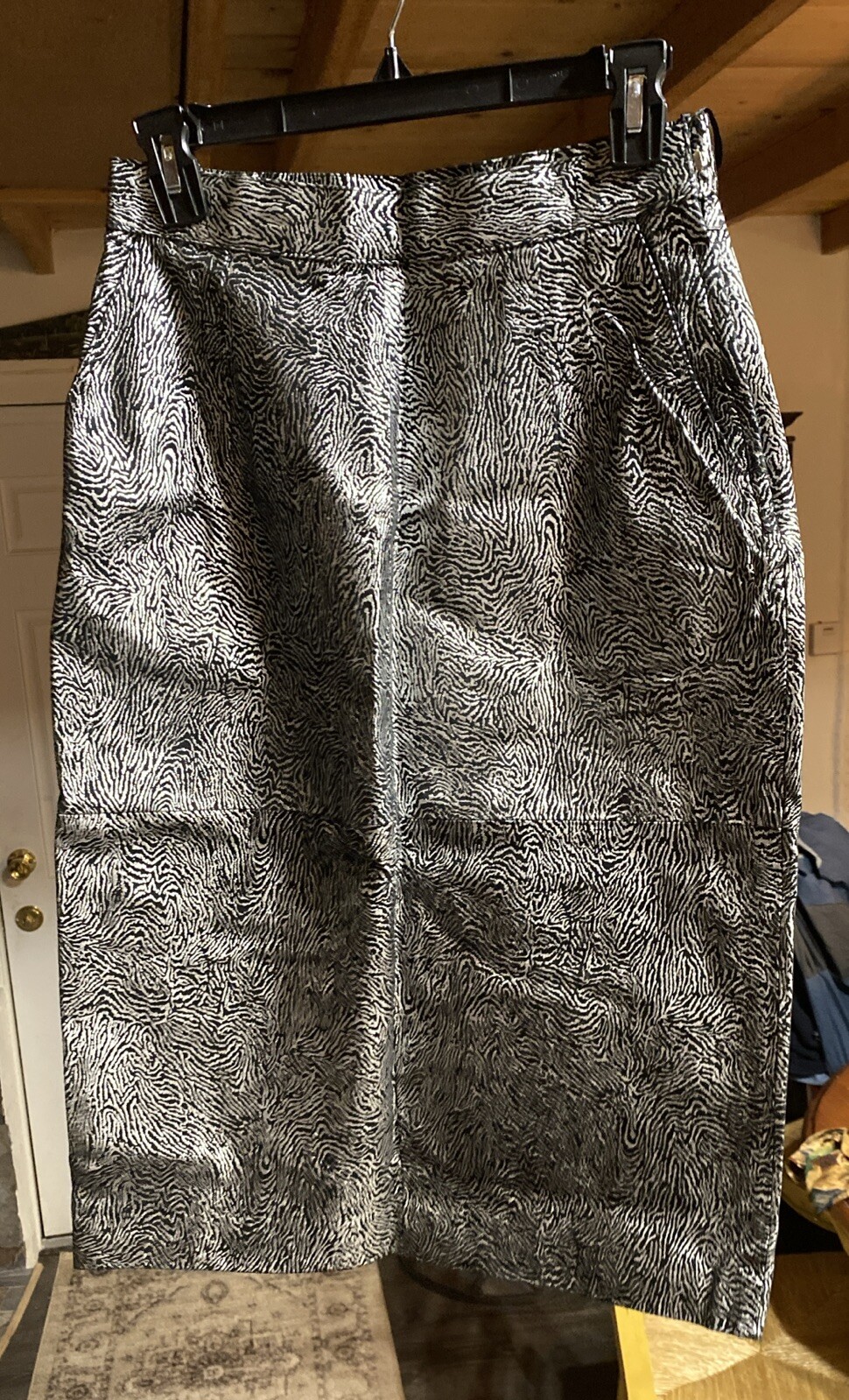 Pia Rucci Leather Skirt Size 10 Small Zebra Pattern Nylon Lining
