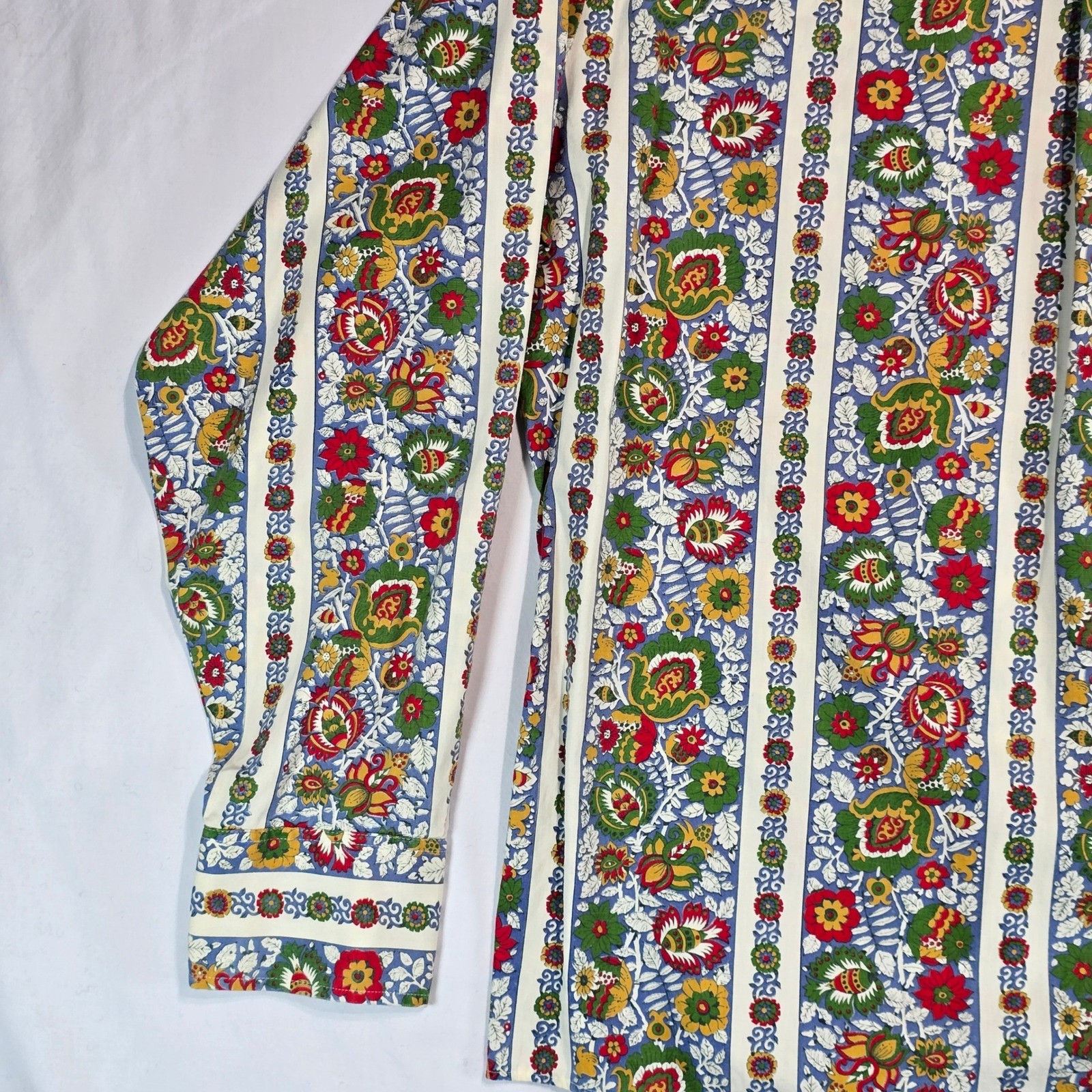 Vintage Habersham Floral Paisley Stripe Button Down Shirt 70s Psychedelic Blouse