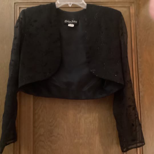 Vintage Sleeveless Black Formal Dress With Beaded Jacket Size 8 By Chelsea Nites