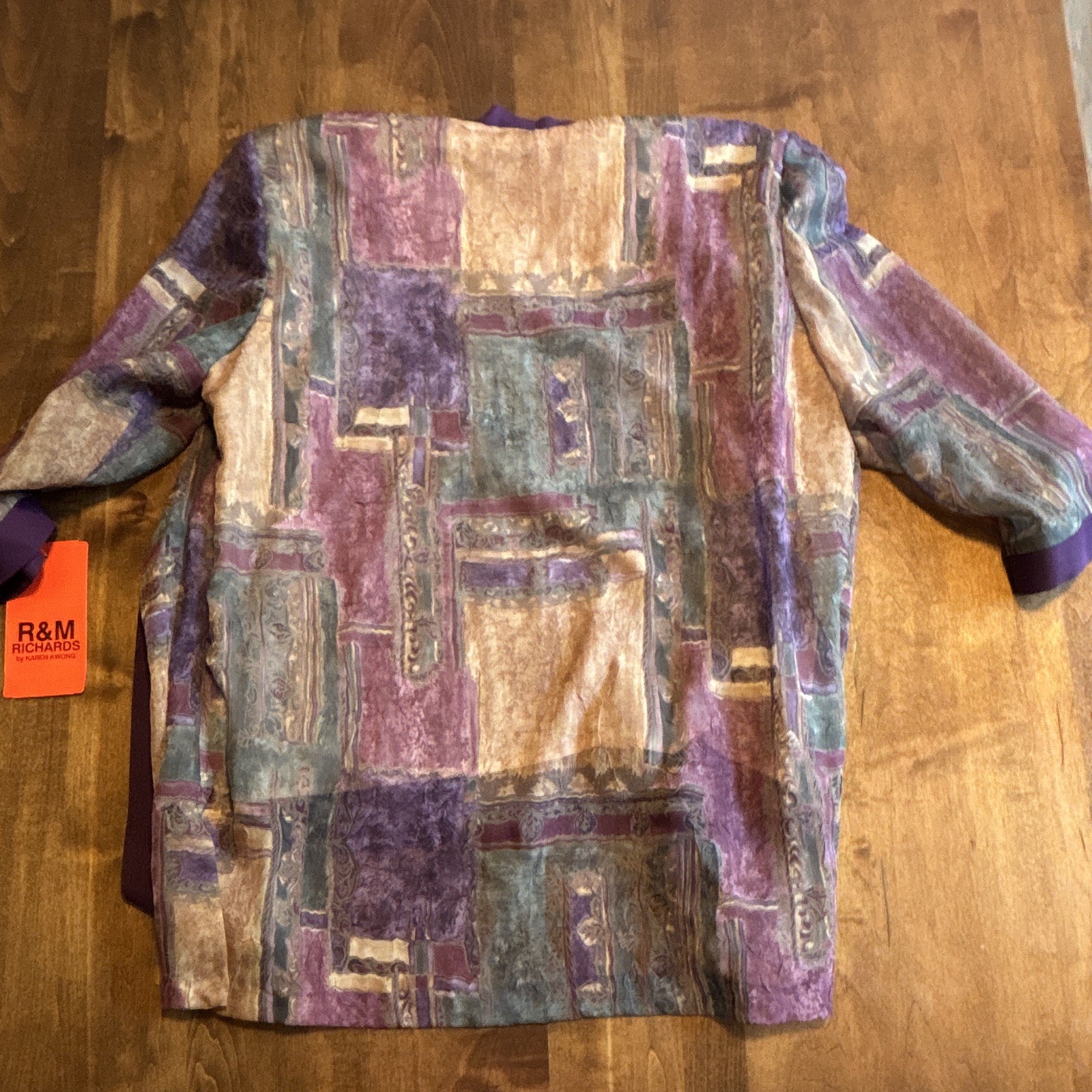 NWT Vintage 90s R&M Richards Karen Kwong Plum Velvet Patchwork Jacket Set 14