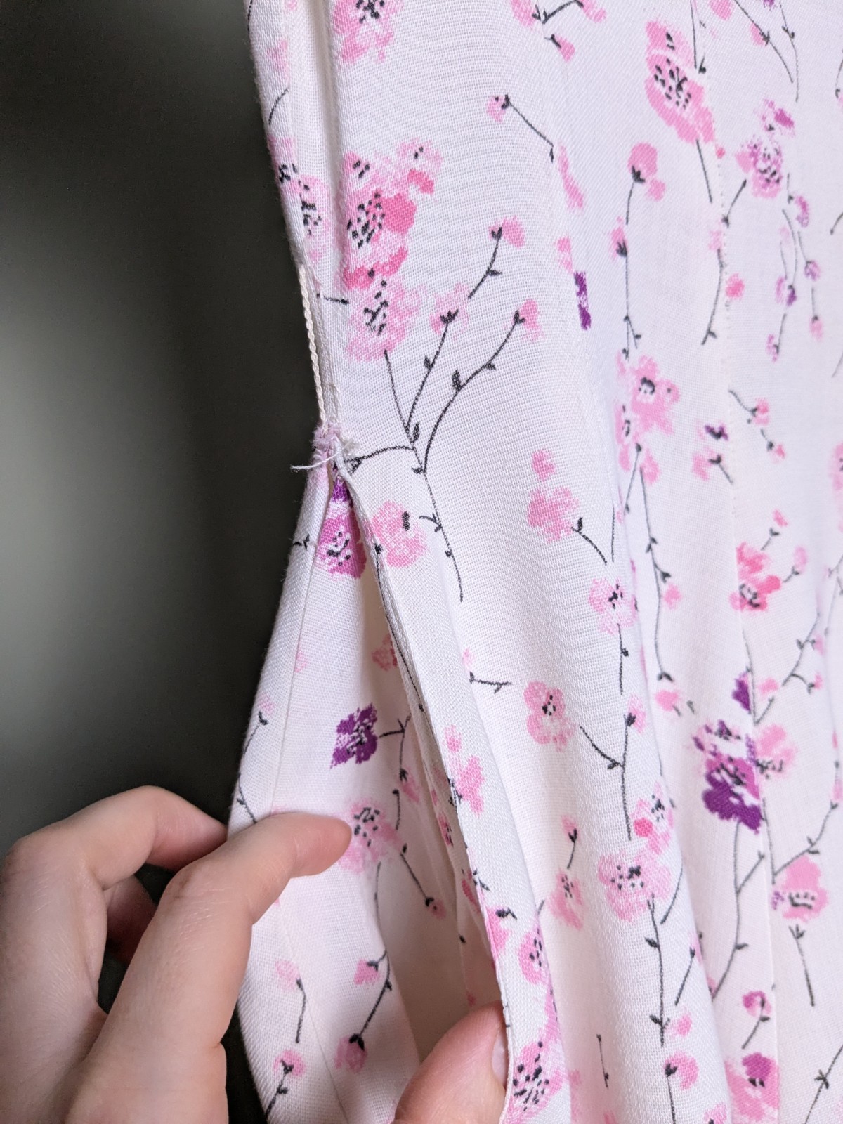 Vintage Handmade 1950s Fit Flare White Pink Linen Like Dress