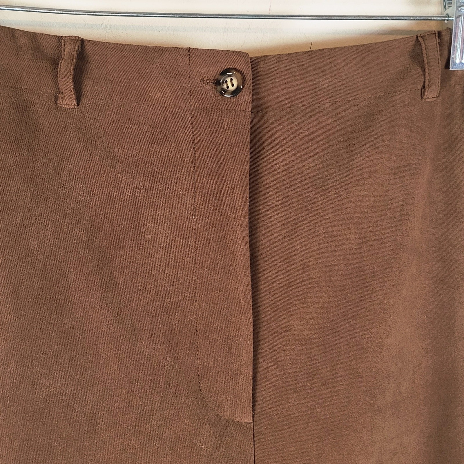 VTG Talbots Faux Suede Pants Stretch Sz 12/14P Straight Leg Career Officewear