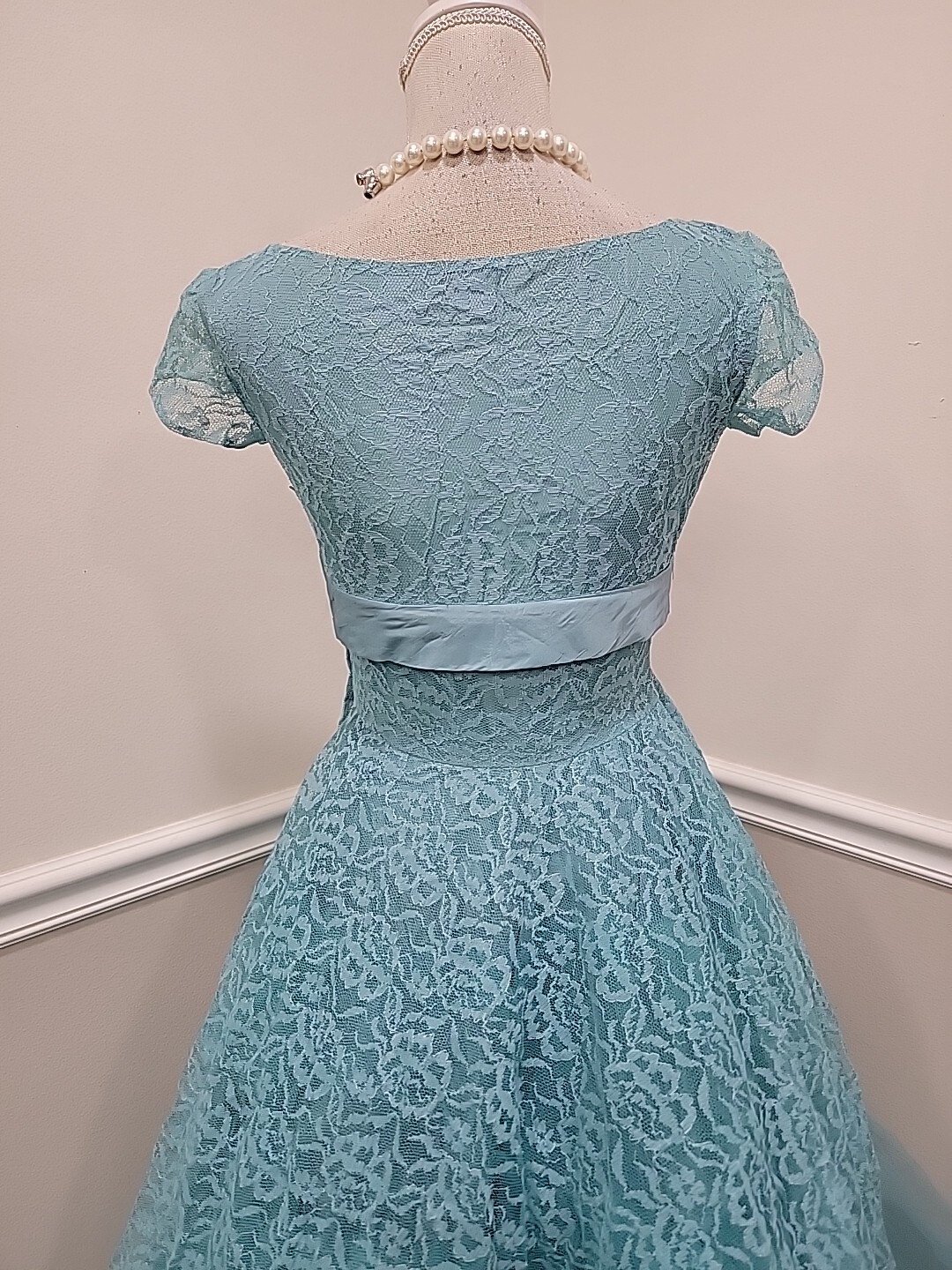 Vintage 1950’s Mid-Century Lace Tulle Party Prom Maxi Dress Circle Skirt
