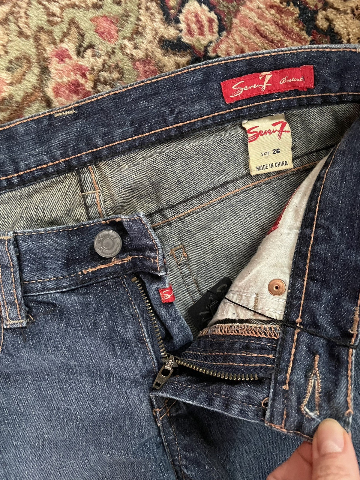 Vintage Y2K Seven Jeans Ultra Low Rise 100% All Cotton Denim XS 26