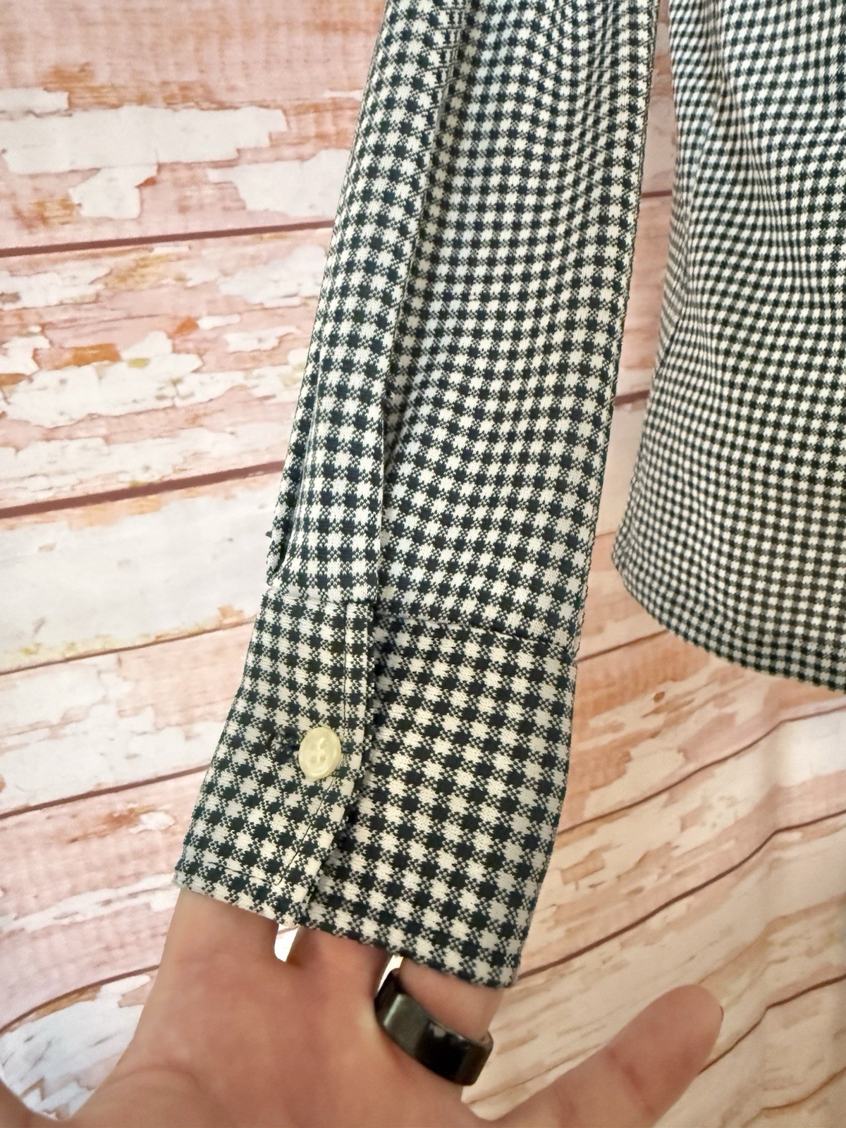 Vintage Ship N Shore Plaid Button Up Shirt Size 12 Black & White 80s Gingham