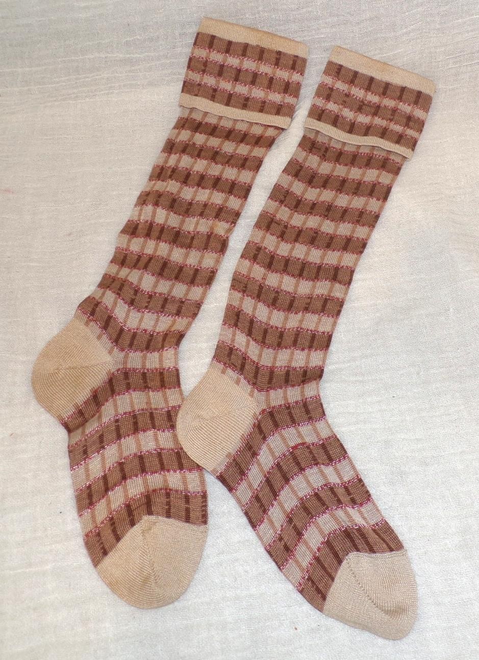 ANTIQUE VTG 20S ART DECO COTTON CHILDS BOYS GIRLS DRESS STOCKINGS SOCKS NEW NOS