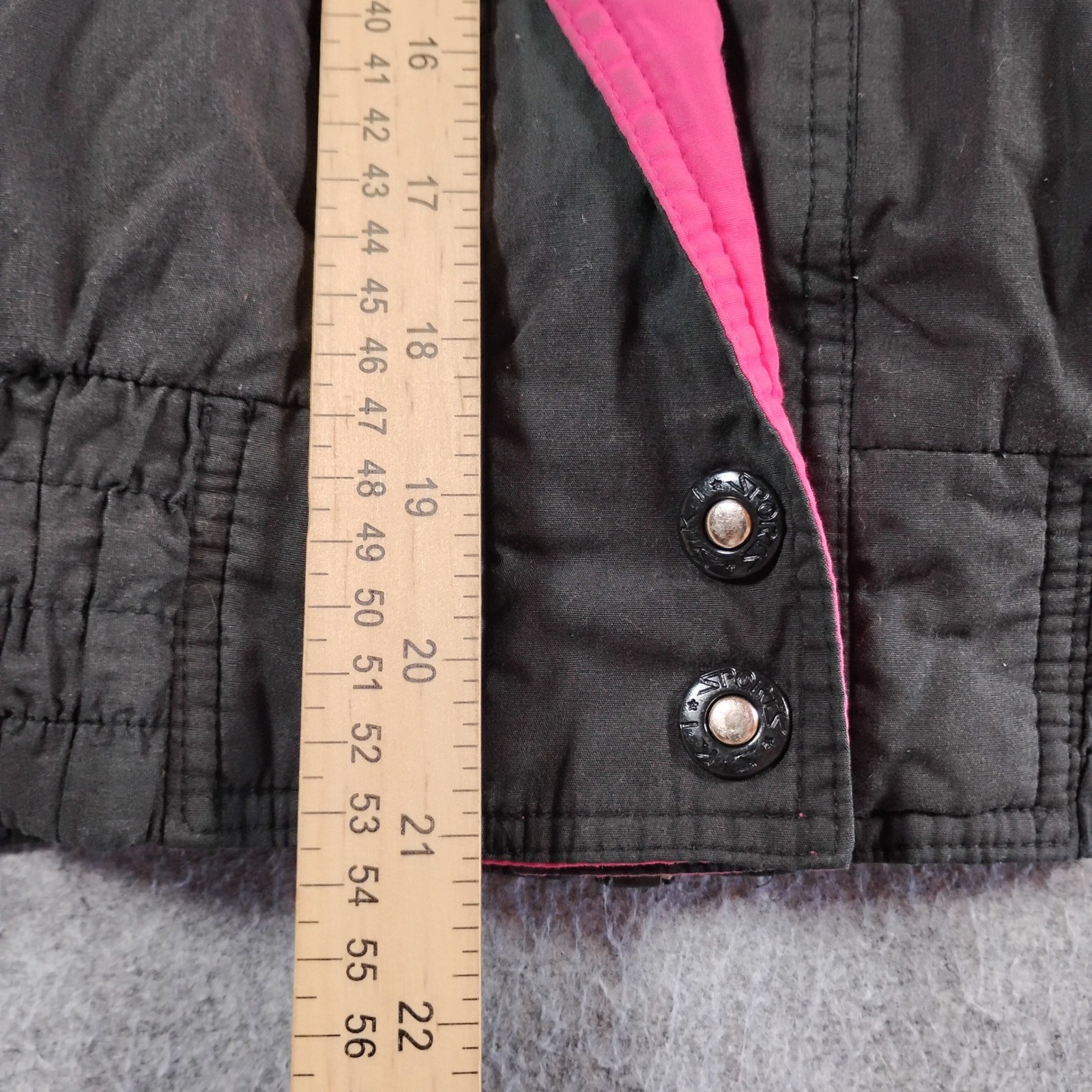 Vintage 1989 Downhill Racer Down Fill Ski Jacket Black Pink XL S