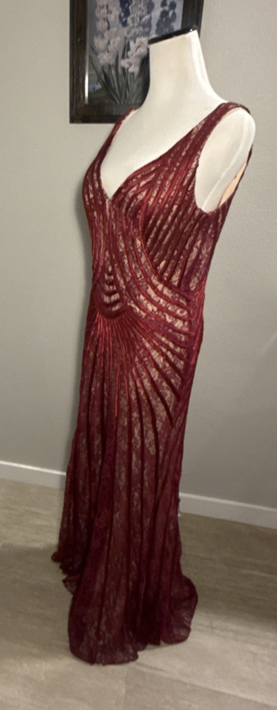 Vintage 90s F.I.E.S.T.A. FASHIONS Burgundy Formal Party Dress Maxi Perfect
