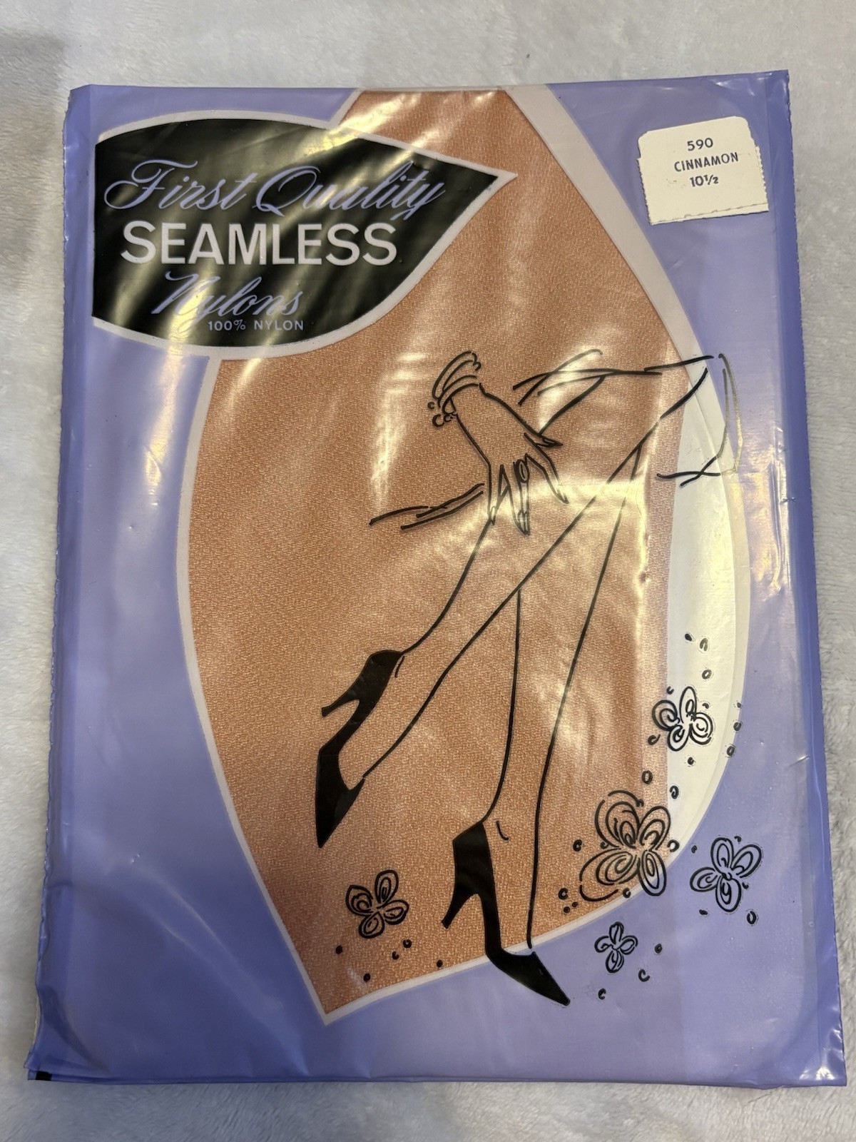 First Quality Seamless Nylons 100% Nylon 590 Cinnamon Sz 10 1/2 medium RN15617