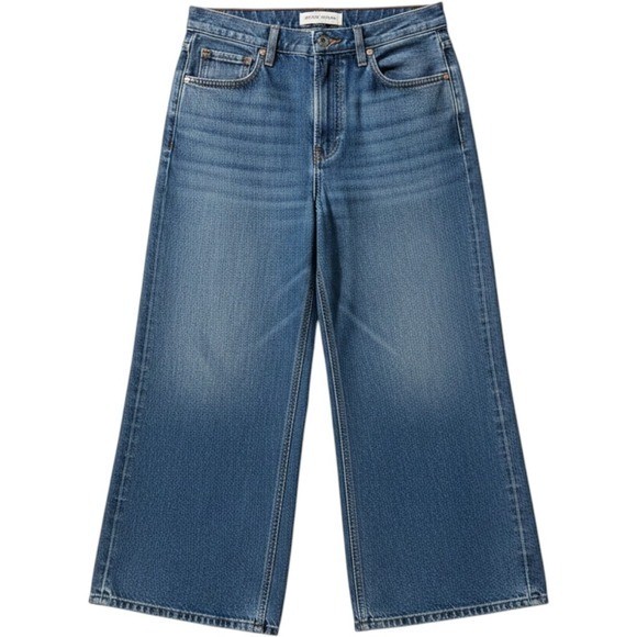 Denim Forum Edie High Rise Culotte 28 Blue Wide Leg Cropped Jeans Boho Aesthetic