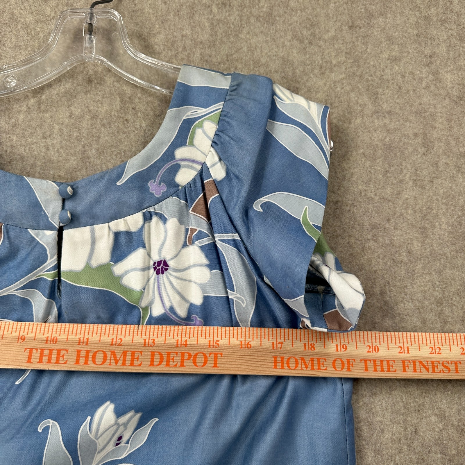 VTG Sun Fashions Hawaiian Dress Muumuu Midi Floral Light Blue Long Women Sz 8