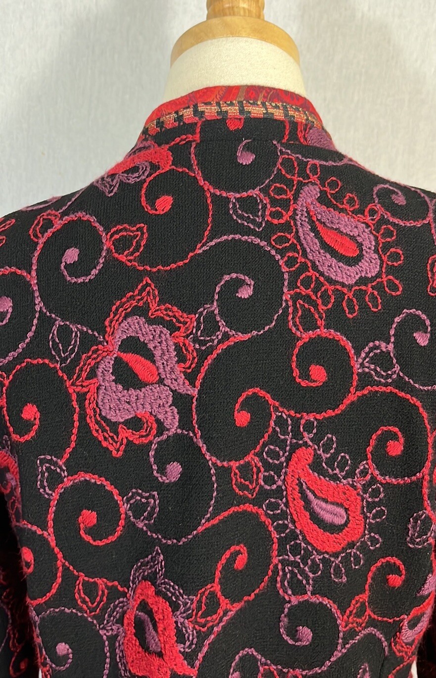 Vintage Canvasbacks Embroidered Jacket 10 Virgin Wool blend Wearable Art
