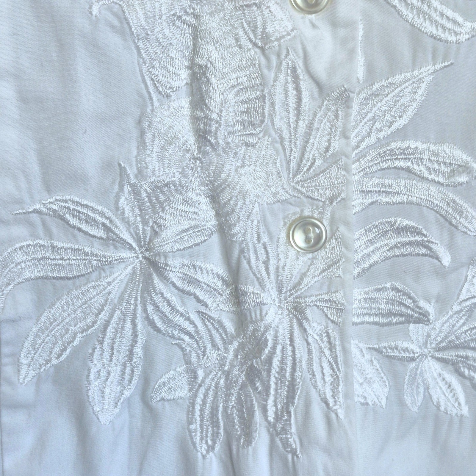 Vintage Puli white button down shirt floral embroidery women’s 12
