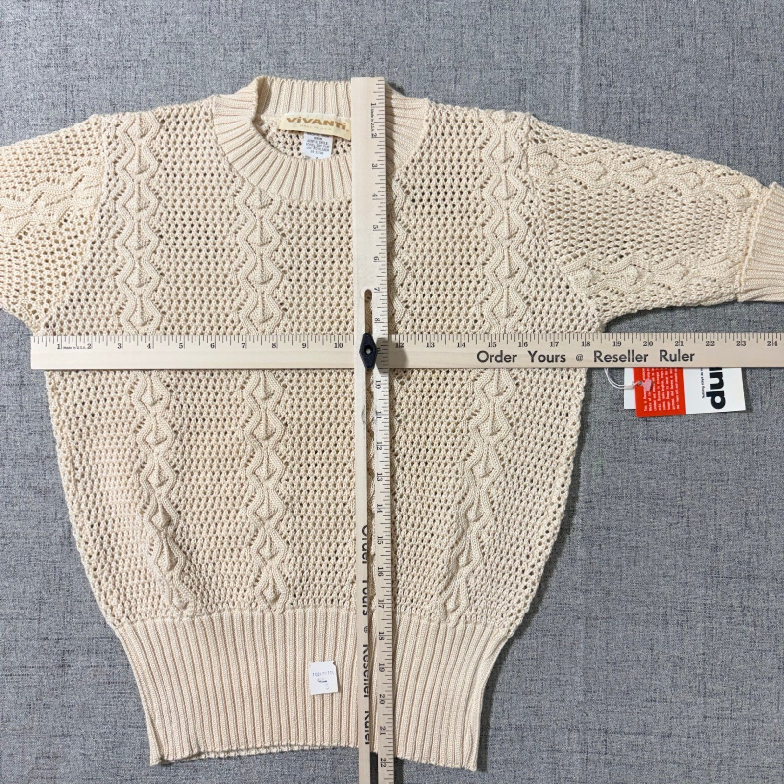 Vintage Vivanti Short Sleeve Cable Knit Sweater Durene Cotton Cream Small NWT