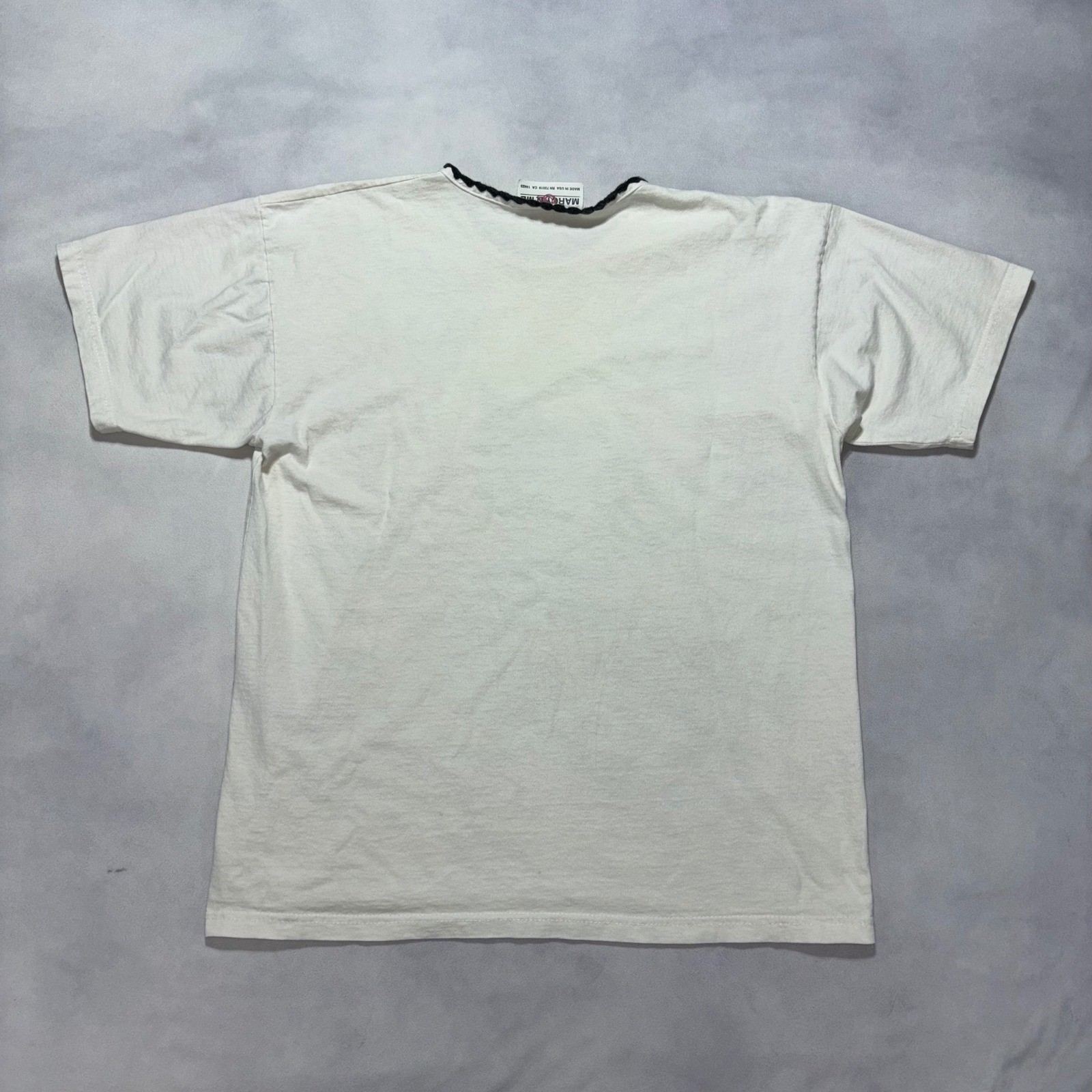 Vintage 90s Beach Art Graphic T-Shirt Size Large White St Tropez Made in USA