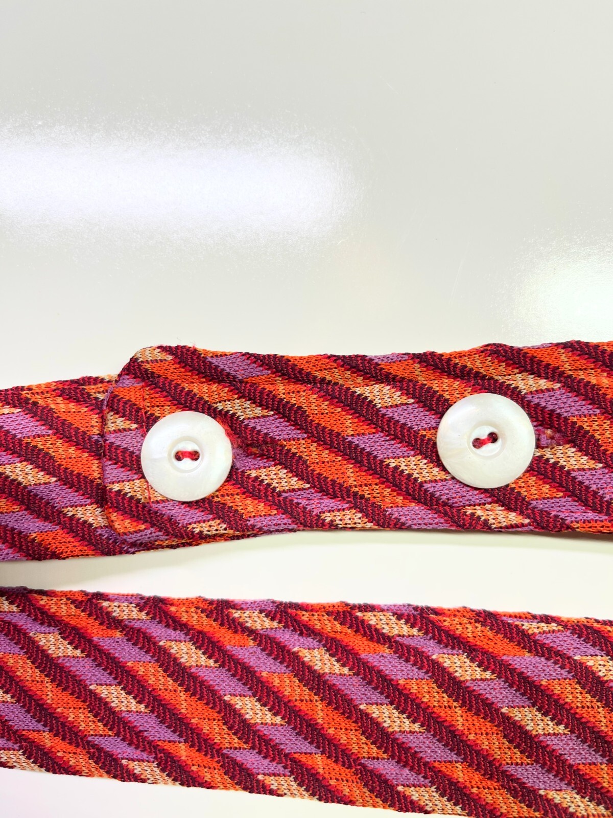Vintage Homemade 1970s Fits S Tunic Top Pants Knit Set Belt Maroon Pattern