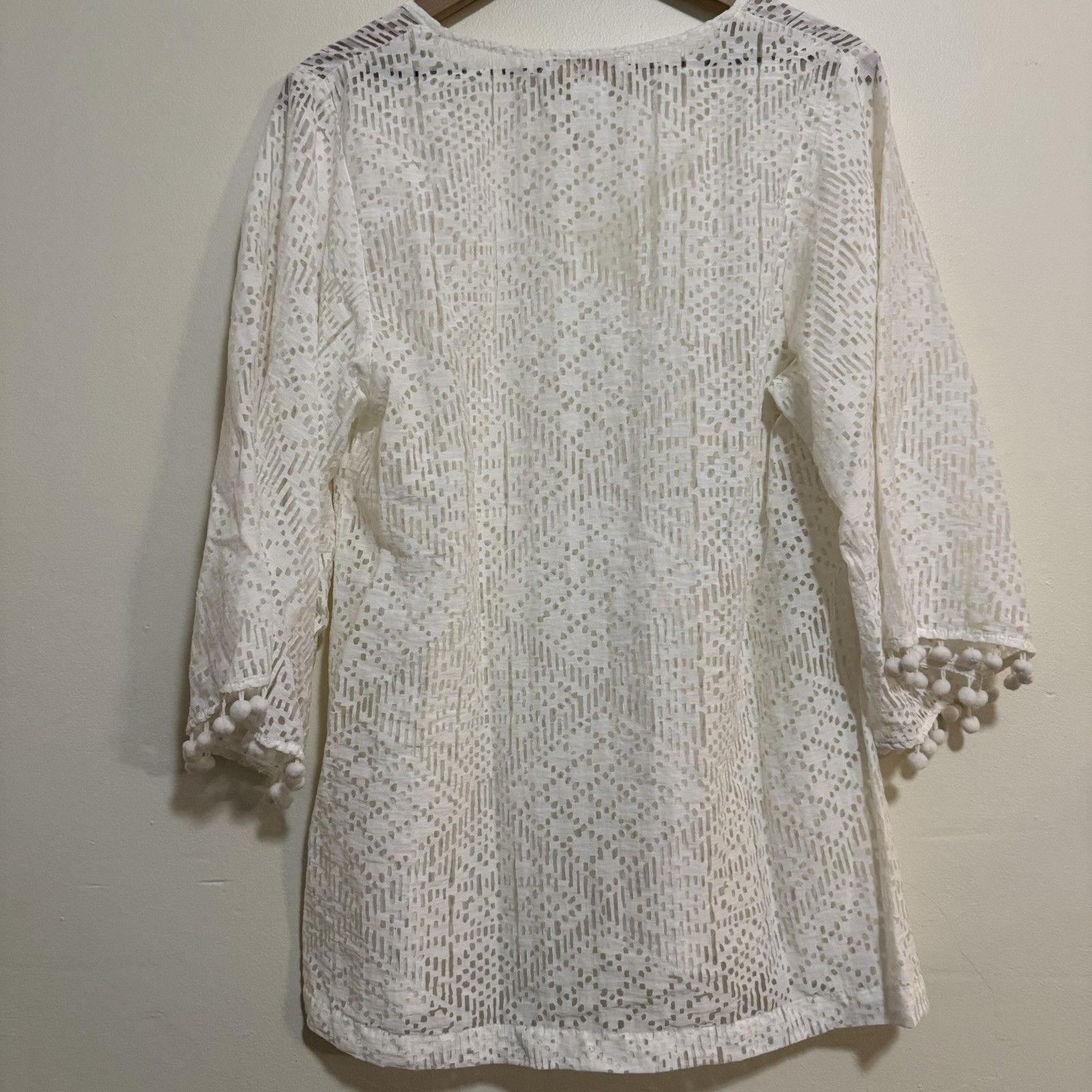 Vintage Coreylynncalter White Hippie Bohemian Swimsuit Cover with Fromt Pocket M