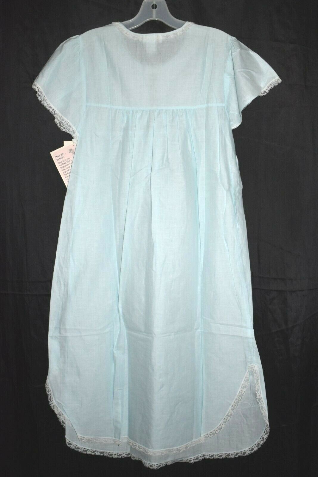 Vintage BARBIZON Nina Night Gown Blue 100% CottonEmbroidered sz M UNWORN