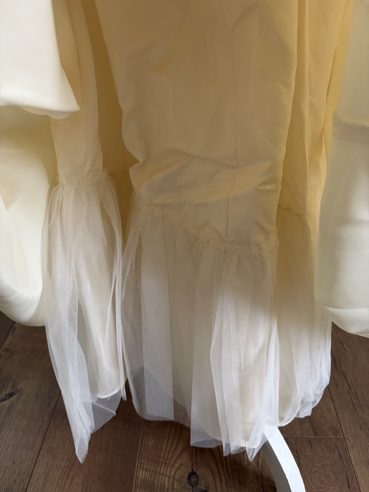 Vintage Susan Lanes Country Elegance Satin Prairie Wedding Dress Sz 10 Cream NWT