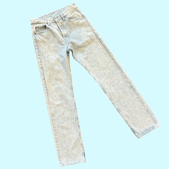 Levis 501 Vintage 80s 29×34 Striped Ghost Wash High Waisted USA