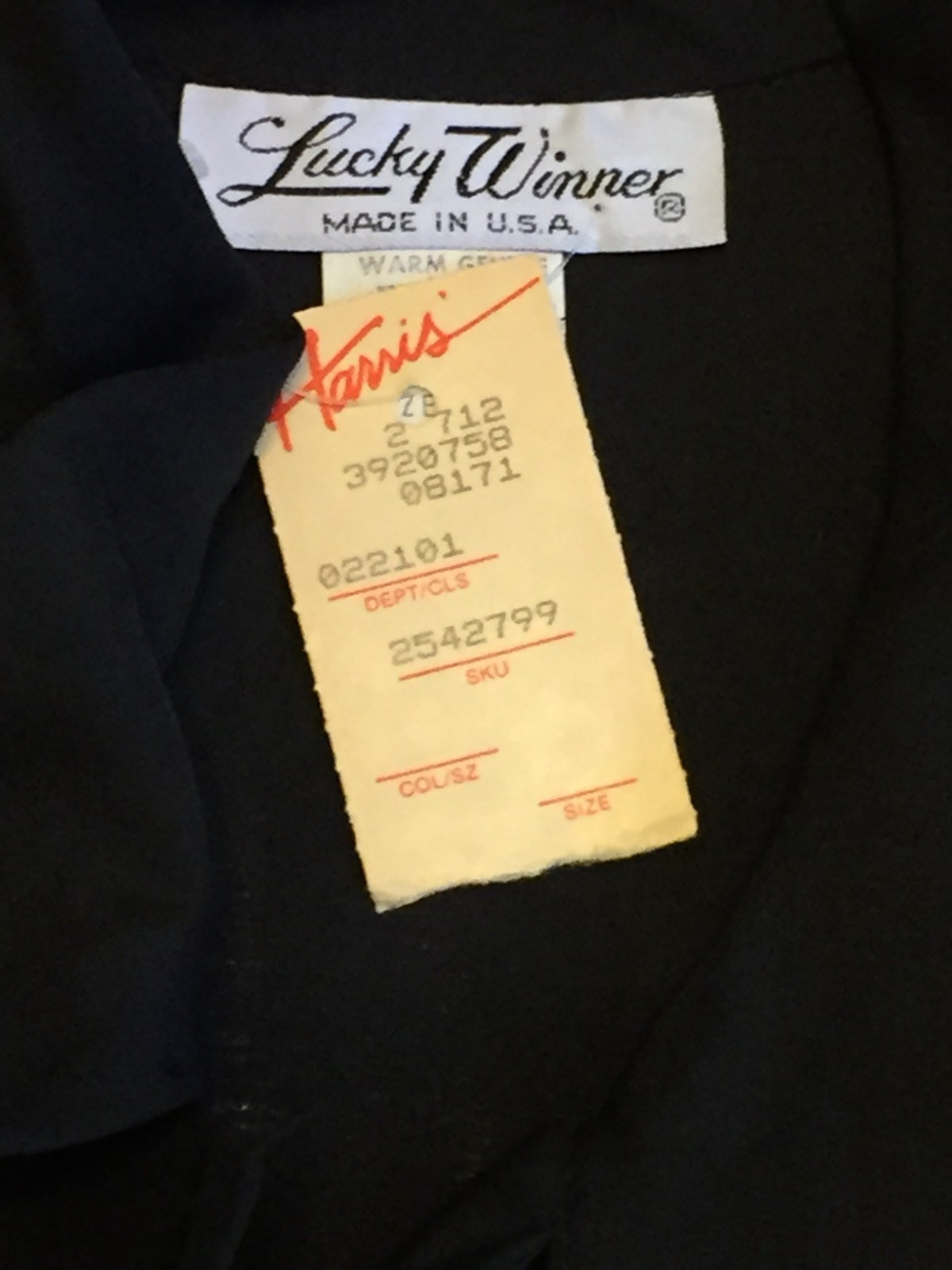 Vintage Women’s Blouse Top,Lucky Winner Made in USA Size 16,Black New W/ Tags