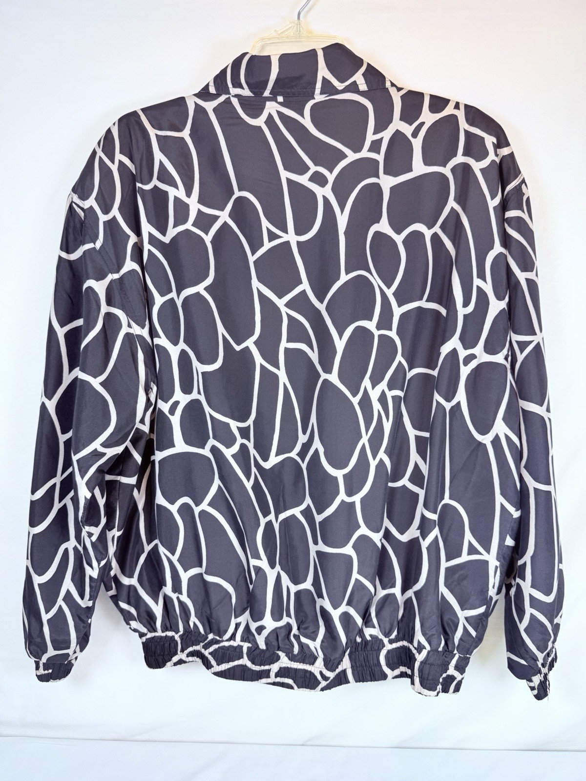 Vintage Fuda International 100% Silk Bomber Jacket Medium Animal Print