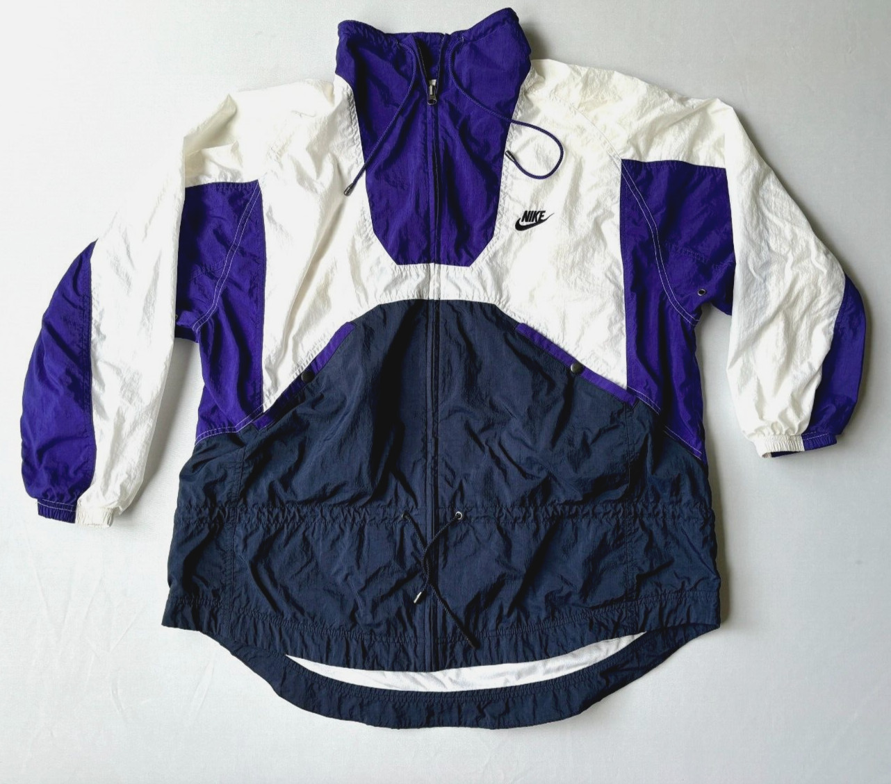 Vintage Womens Nike 90s Windbreaker Jacket White Purple Blue Size 14 Coat