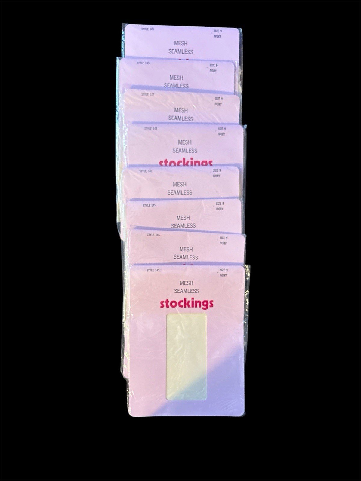 Vintage Mesh Seamless Nylon Stockings Ivory Size 9 Lot Of 8 Pair NOS B3-1