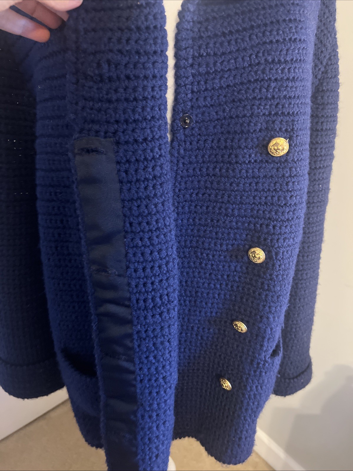 Vintage Hand knit Sailor Nautical Sweater Women’s Blue 100% Wool 1970’s