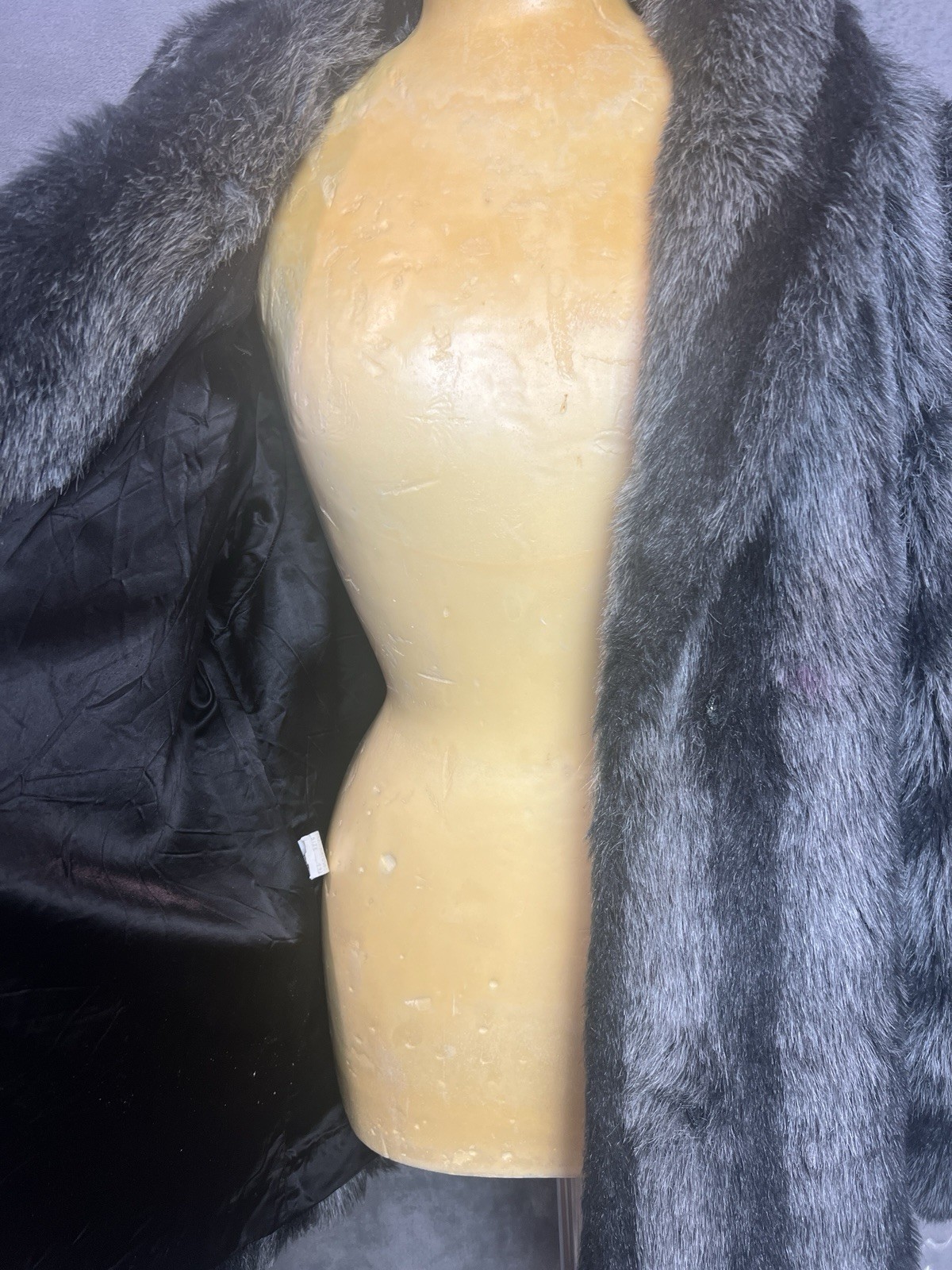 Faux Raccoon Fur Coat Vintage Gray Black Striped Shaggy Winter Jacket – Size?
