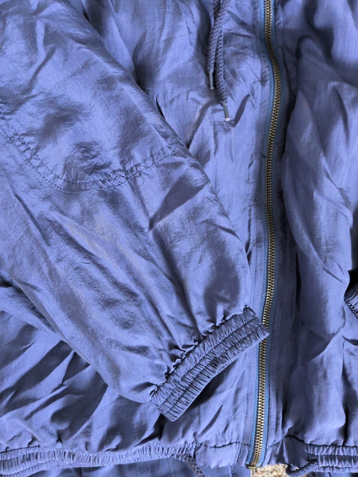 Vtg ’80s Mureli 100% Silk, Nylon Track Suit Women’s Medium Blue Shoulder Pads