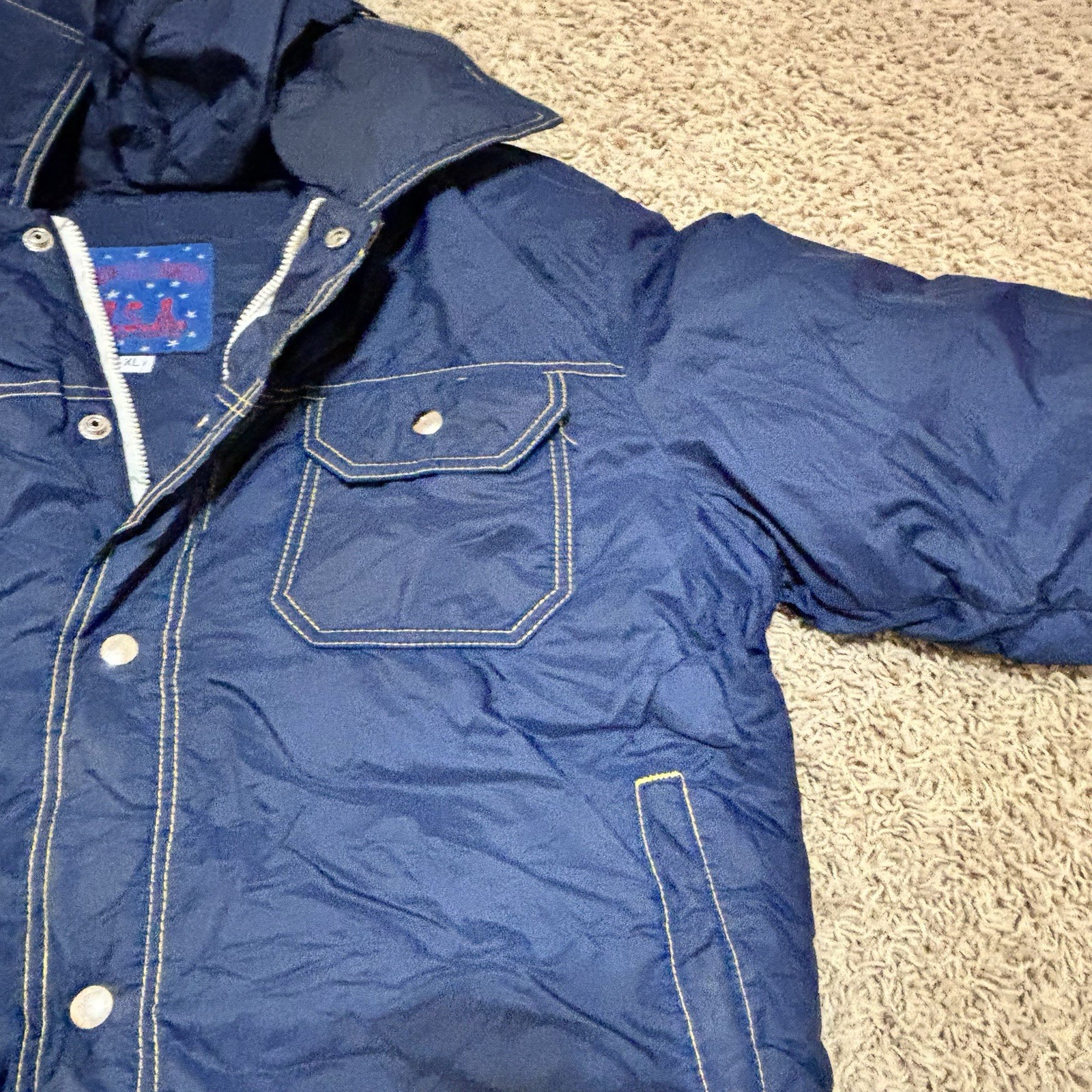 Down Filled Country USA vintage Zip Puffer Jacket blue Women’s XL