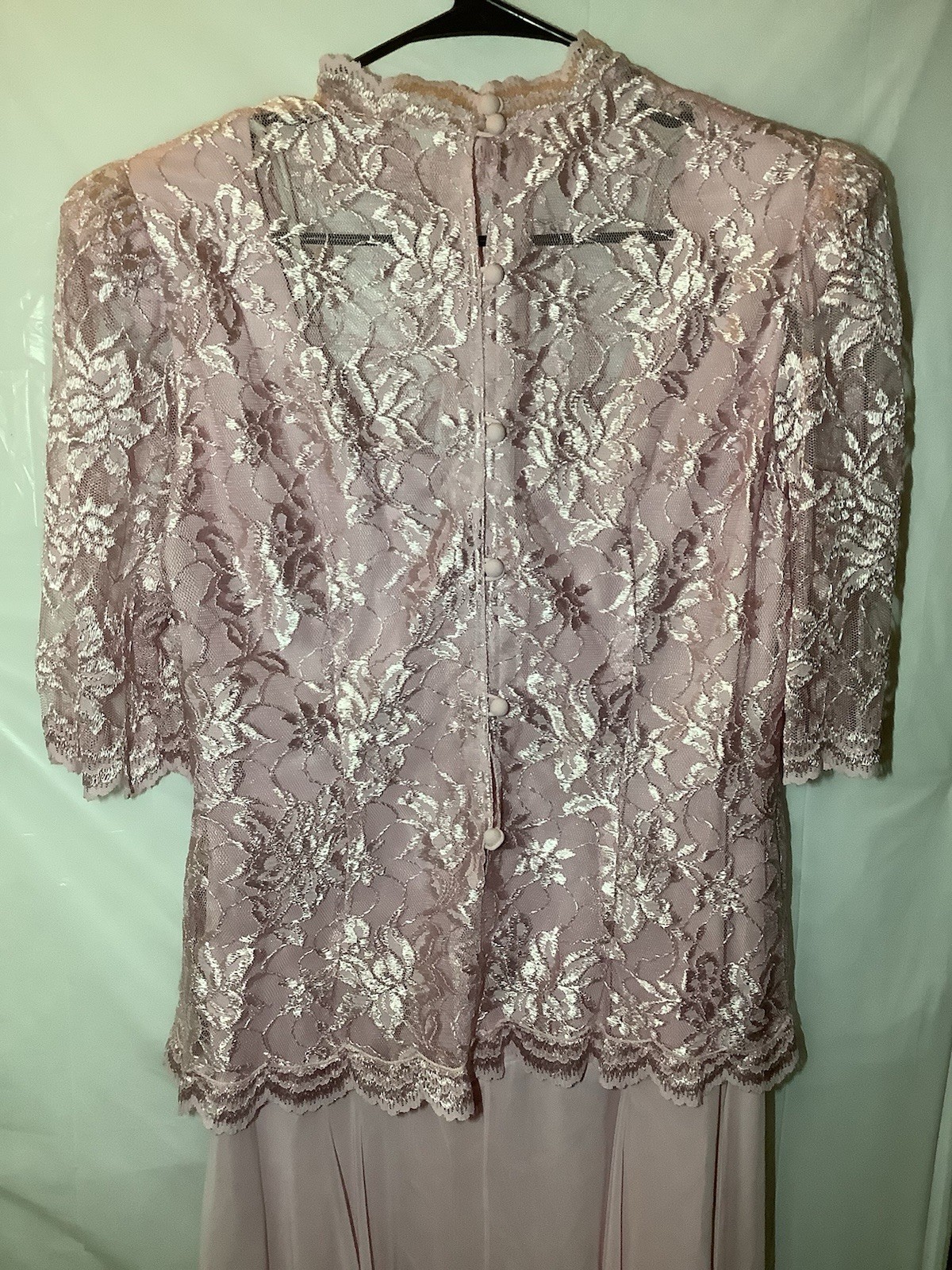 miss elliette dress vintage Long Pink Gown With Lace Jacket Size 16 Formal