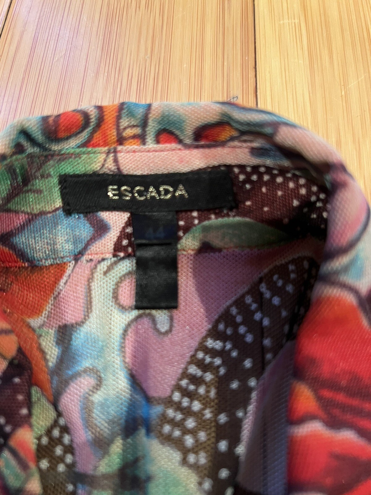 Escada Limited Edition 80s 90s Multicolored Floral Rose Ocean Wave Shirt Size 44