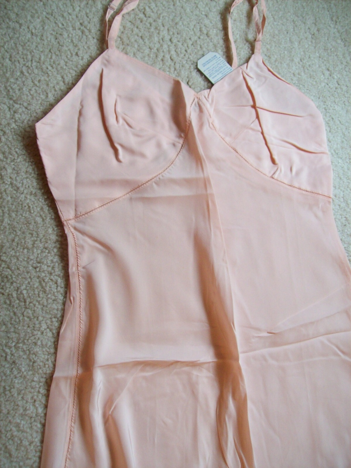 Vintage 40s Coral Pink Full Slip Dress Size 36 NOS With Tags USA