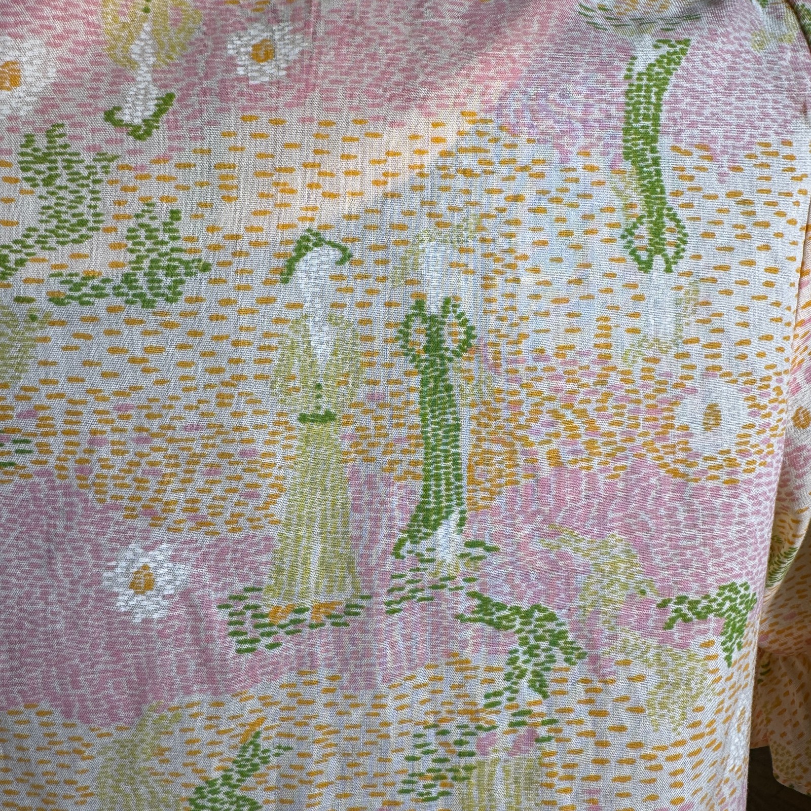 Vintage 60s Lounge Craft House Coat Dress Robe Novelty Print ILGWU Size Medium