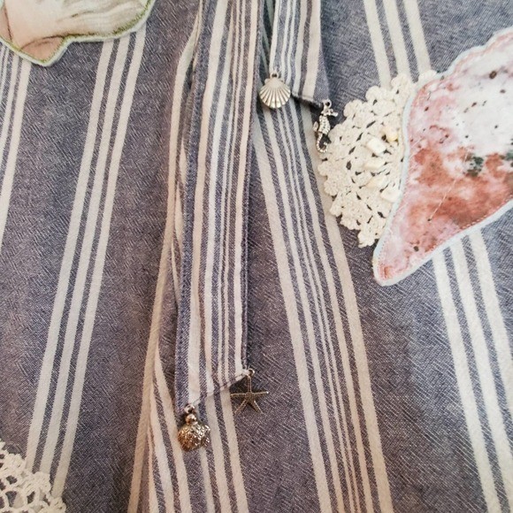 Upcycled Refashioned Boho Beach Themed Cotton Linen Capris Sz Small