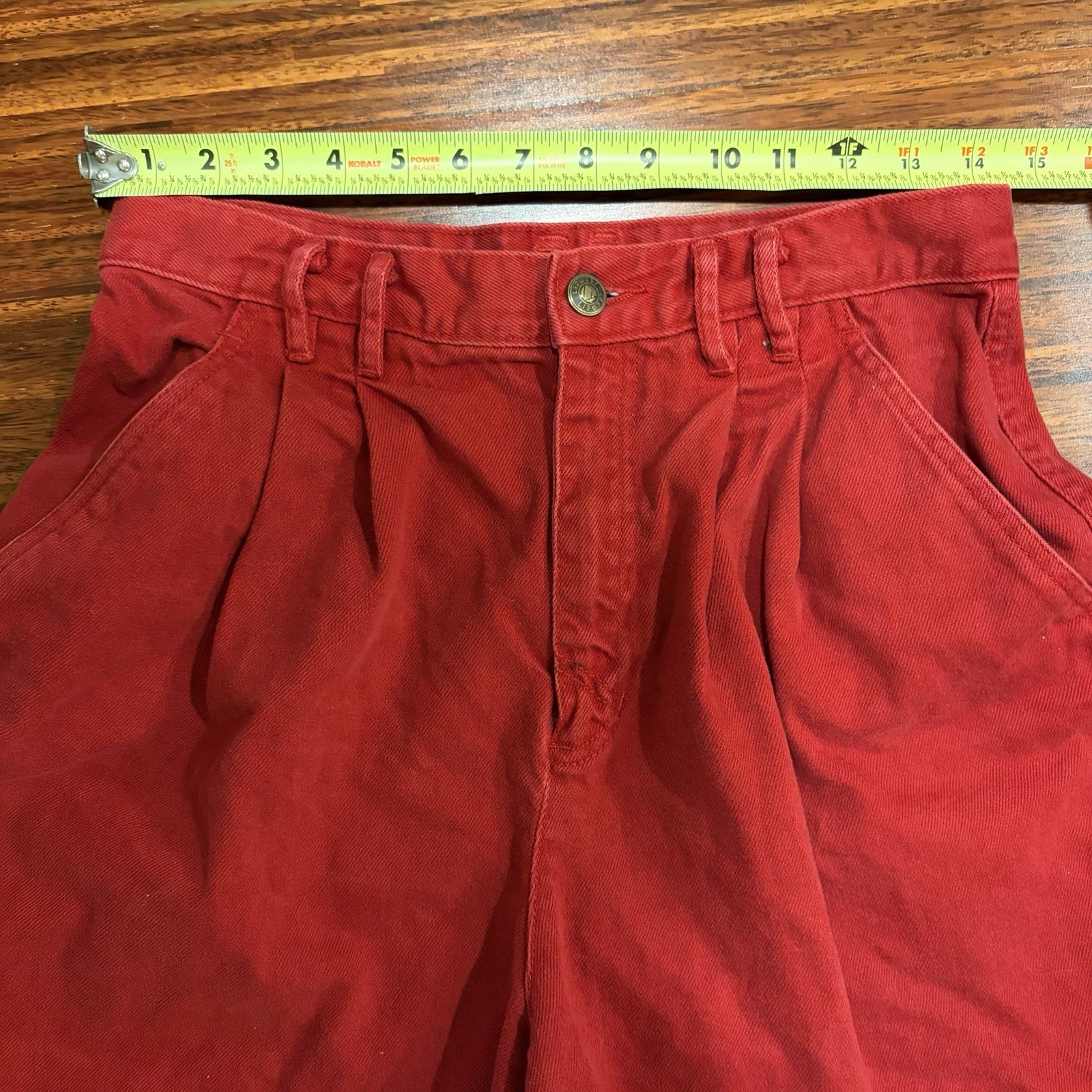 Vintage Lizwear Red High Waisted Pleated Cotton Shorts Mom 10 90s Retro preppy