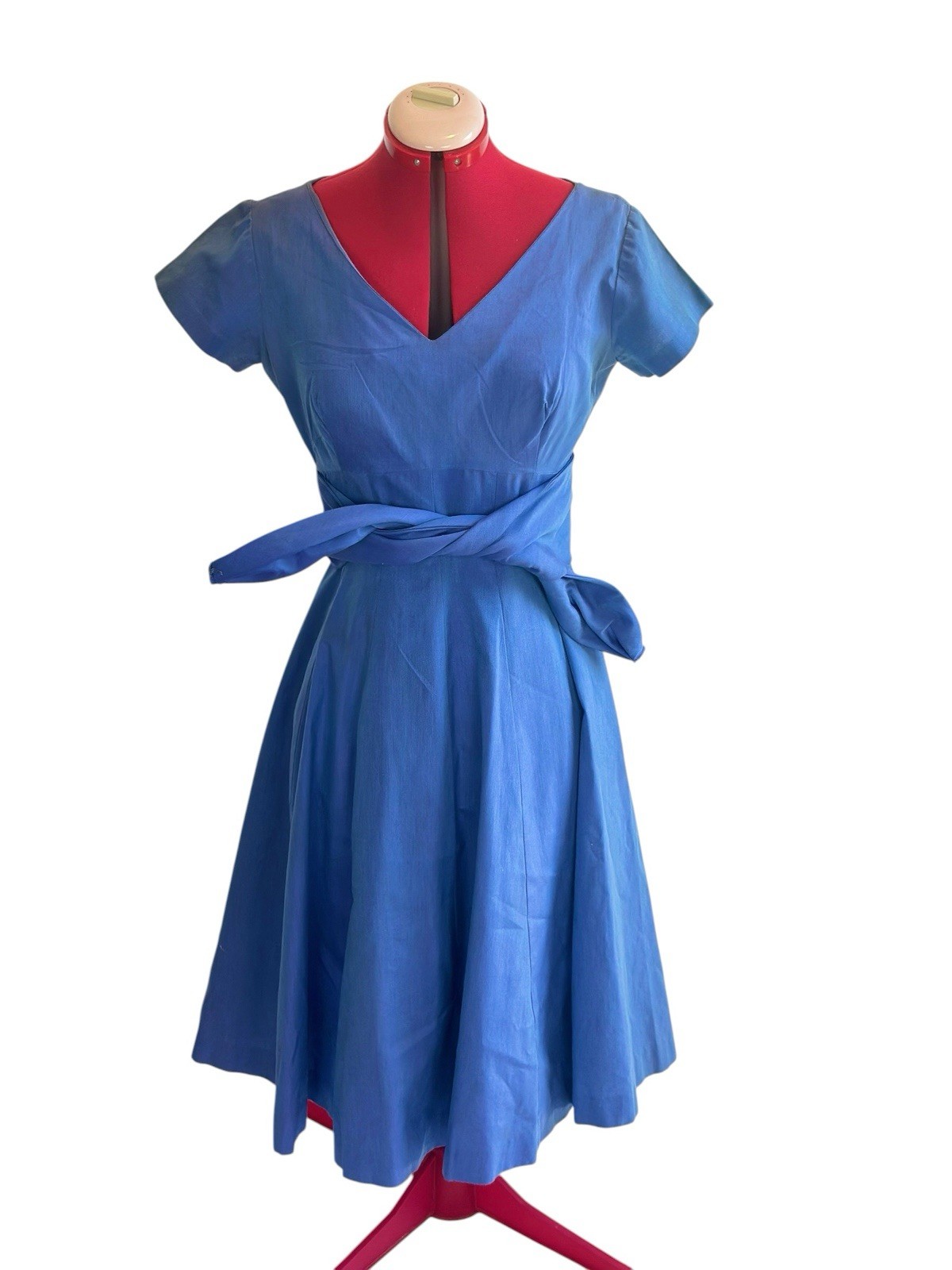 1960s Carol Craig Dress VTG Midi Tea Cocktail Day Sz 14 BLUE New Look Petticoat