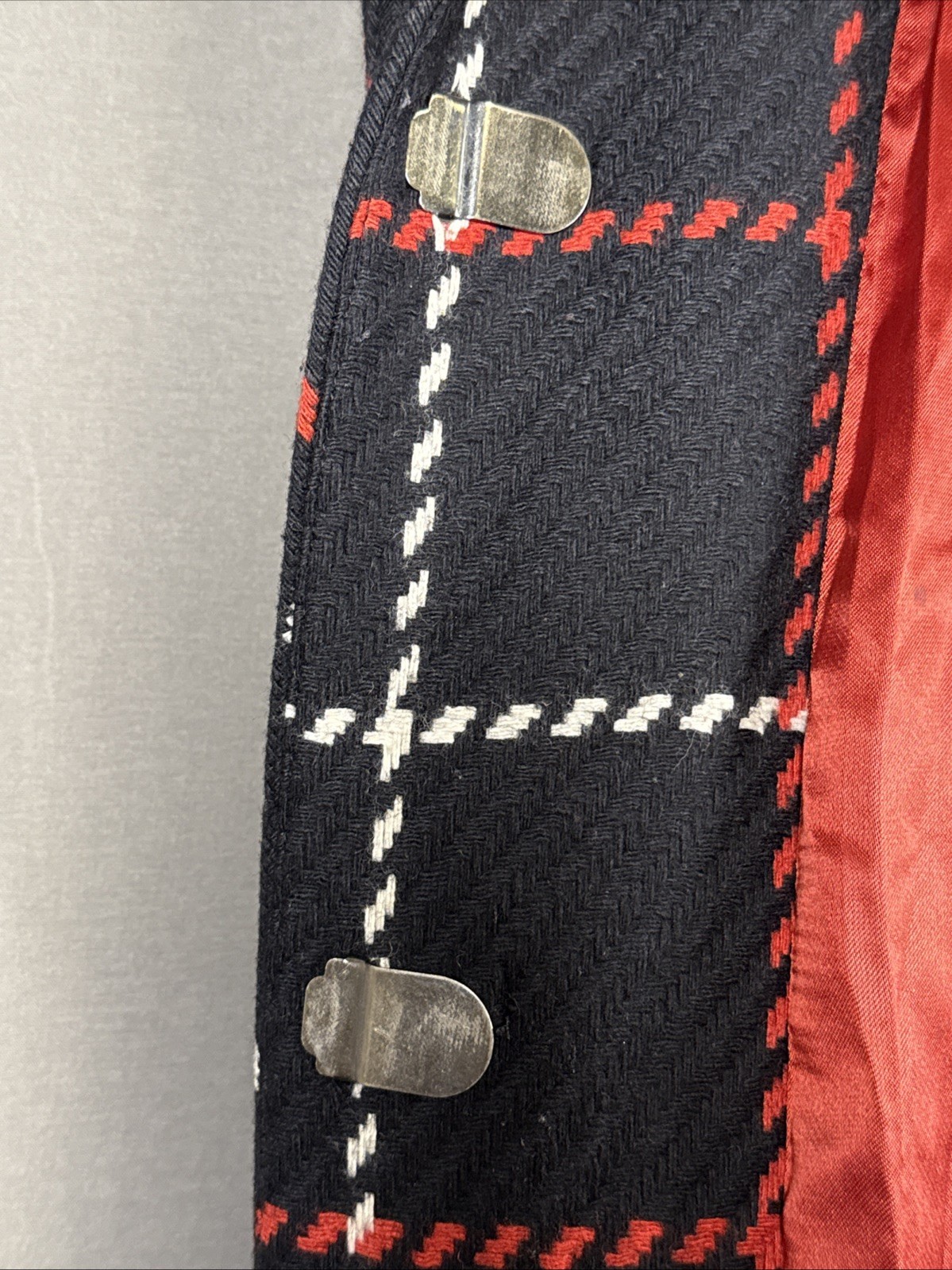 Vintage Lord & Taylor Identity Black Red White Diamond Wool Blend Coat Luxury 6